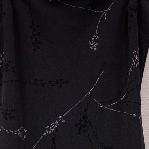 Y2K Breakin' loose floral glitter/velvet detail black slip midi dress-9/10 - Picture 2 of 4